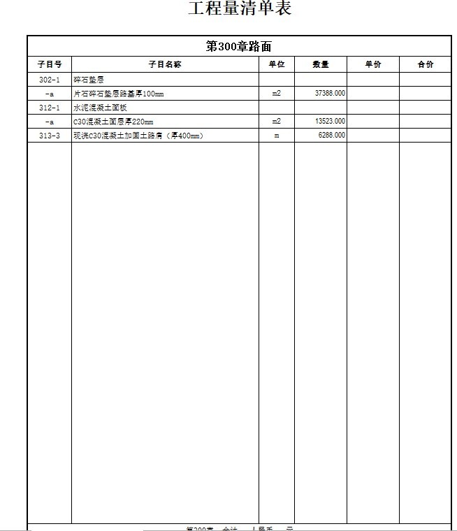 通村公路工程清单(含图纸)-6、路面