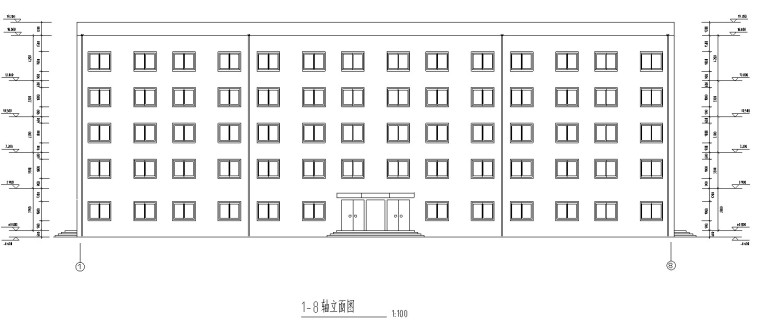 医院办公大楼毕业设计（计算书、施组等）-2、轴立面图