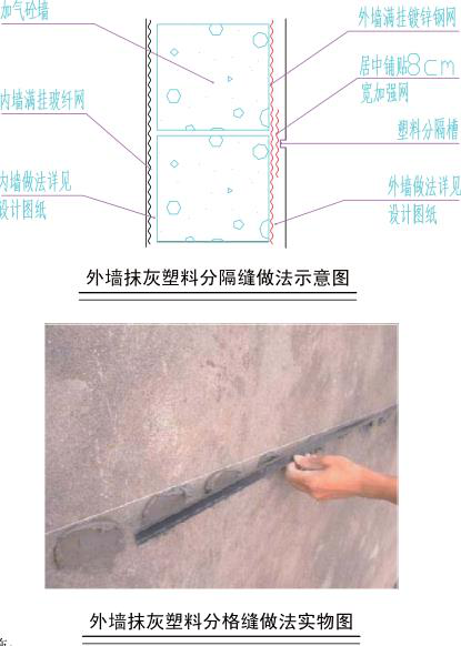 [广西]外墙抹灰工程施工方案2020-外墙抹灰塑料分隔缝做法示意