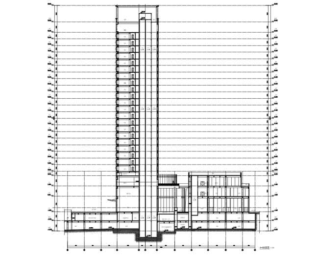 25层框剪结构商业酒店施工组织设计(287页)-03 商业剖面图