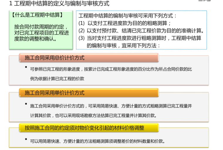 建设项目全过程造价管理实务-工程期中结算的定义与编制与审核方式