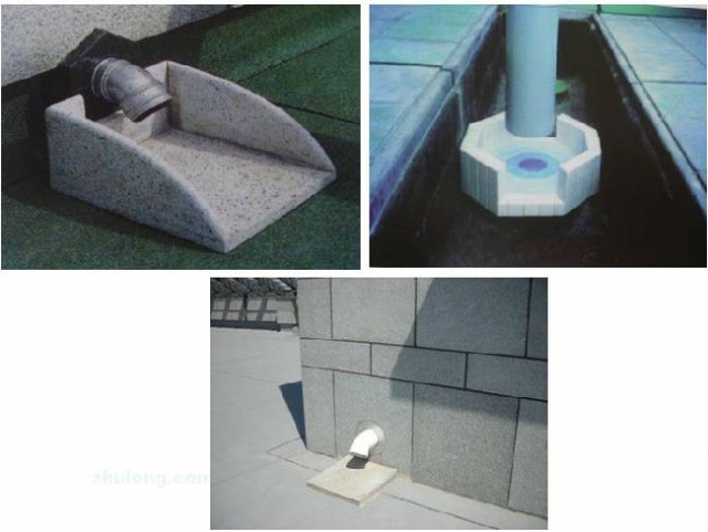 雨水管以及屋面排气管落水口披水做法