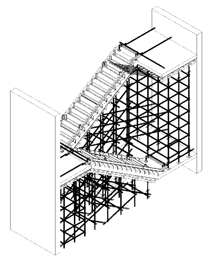 [哈尔滨]4层框架结构体育馆施工组织设计-楼梯模板支设图