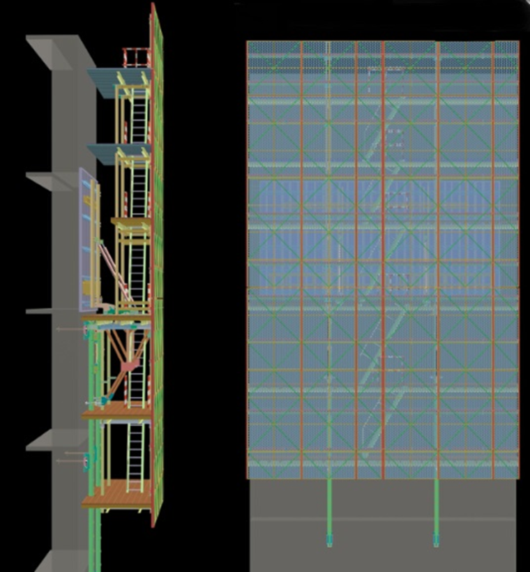 核心筒液压爬模及定型大模板组合施工工艺-液压爬模架操作层布置图