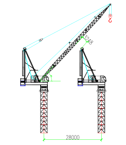 群塔作业防碰撞安全专项施工方案-塔吊拆除起重臂立面布置图