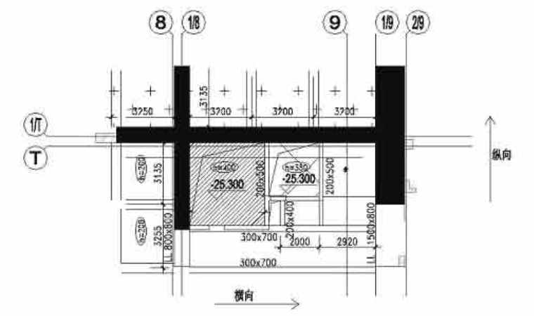 超大规模模板支撑架安全专项施工方案-B4层电梯井底板平面布置图