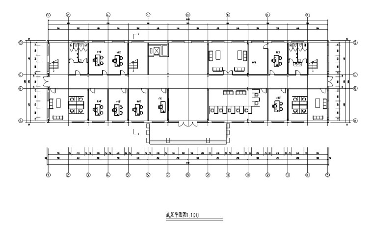 钢框架办公楼毕业设计（含建筑、计算书）-4、底层平面图