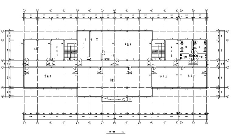 框架办公毕业设计（计算书、部分建筑等）-1、平面图