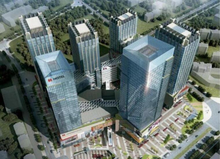 超高层框筒结构商业办公楼施工组织设计-工程鸟瞰图