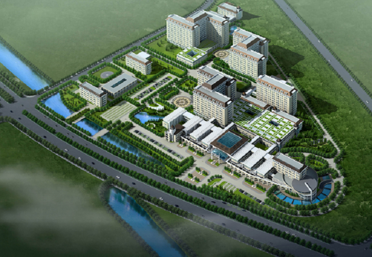 [芜湖]医院智能化系统建设项目施工组织设计-25总体规划鸟瞰图