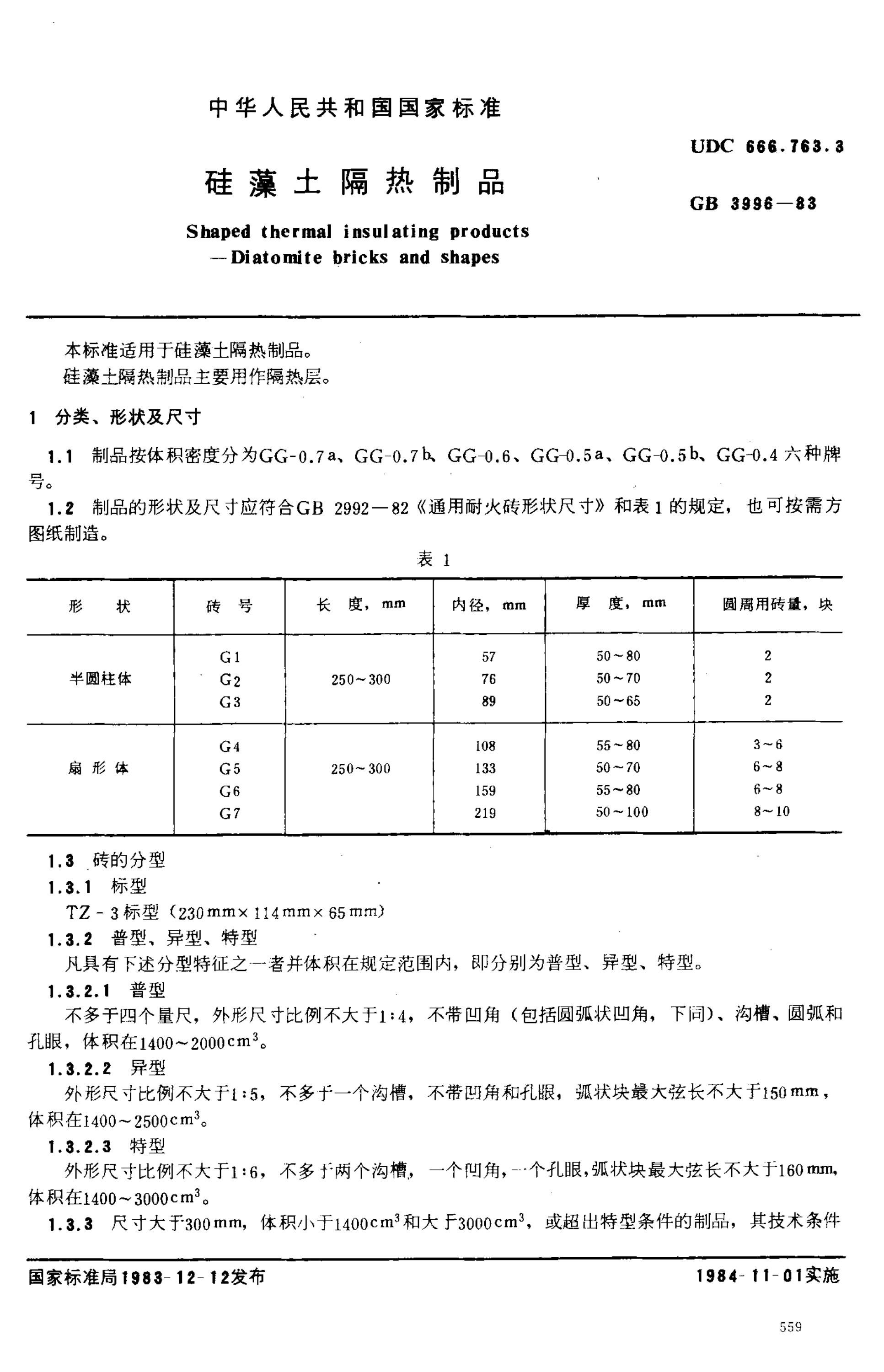 GB 3996-1983 硅藻土隔热制品资源截图