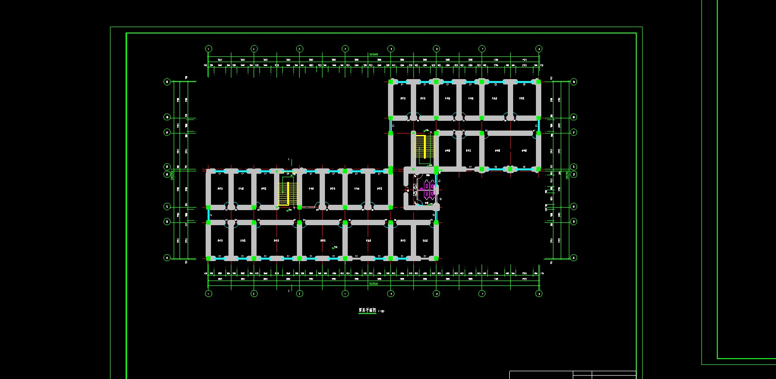【6层】5143.67平米框架办公楼（含计算书、建筑、结构图）