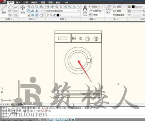 CAD中如何绘制洗衣机正面图？